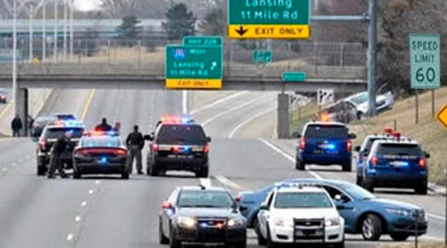 Police cars on highway